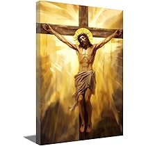 イエス・キリスト ヴィンテージ 絵画 額縁 蚤の市 INRI 十字架 アート キリストの磔刑の様子。十字架には「INRI」と刻まれている。19